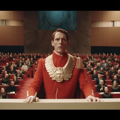 julius caesar addresses the united nations in 1964, wes anderson style